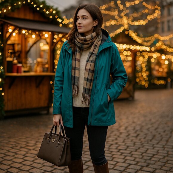 💧 L.L. Bean Teal Nylon Hooded Shell Jacket - Picture 1 of 15